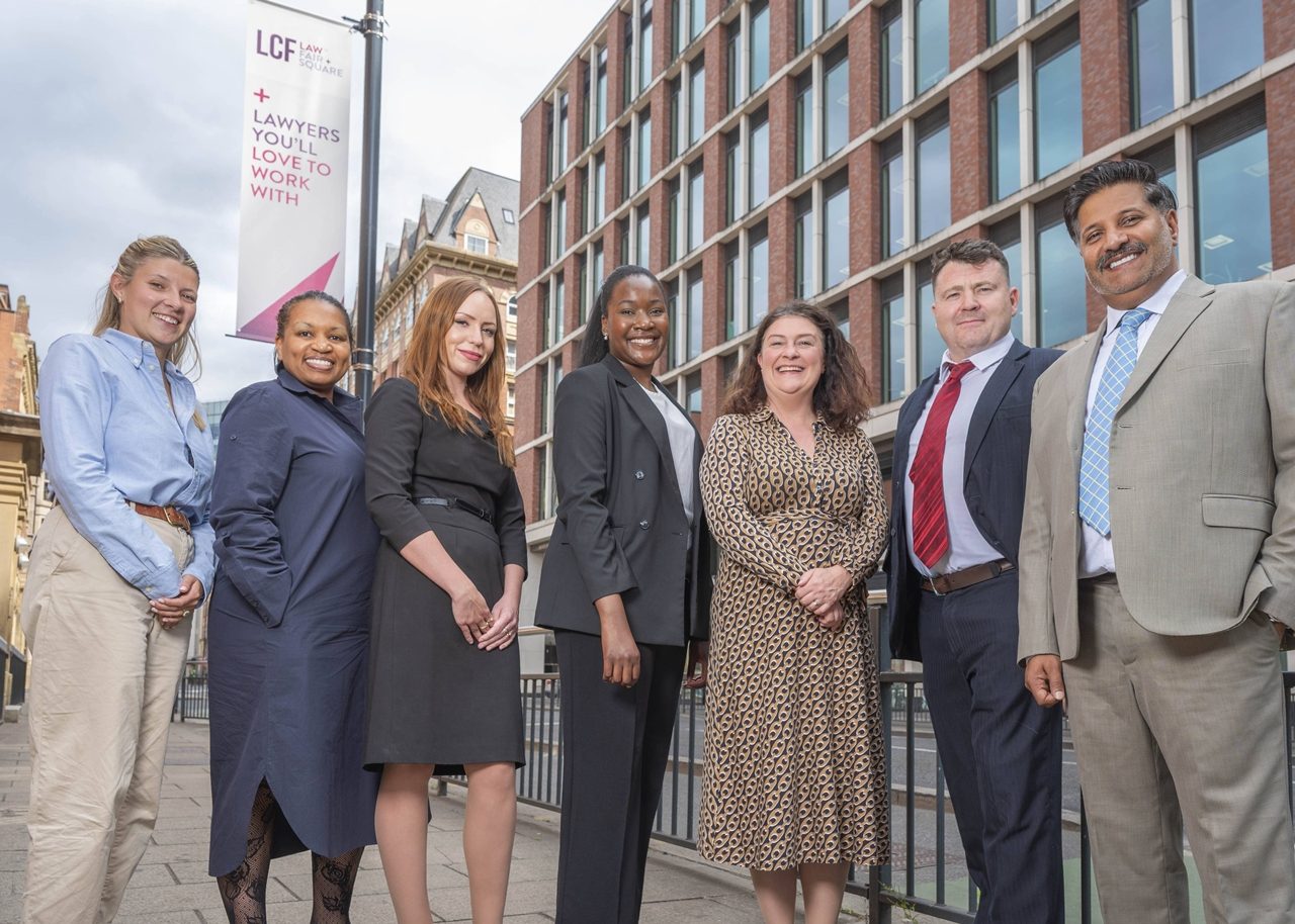 LCF Law's Niamh Priestley, Rosie Beverley, Emily Bailey, Varaidzo Paradza, Ragan Montgomery, Roger Raper and Amjed Zaman